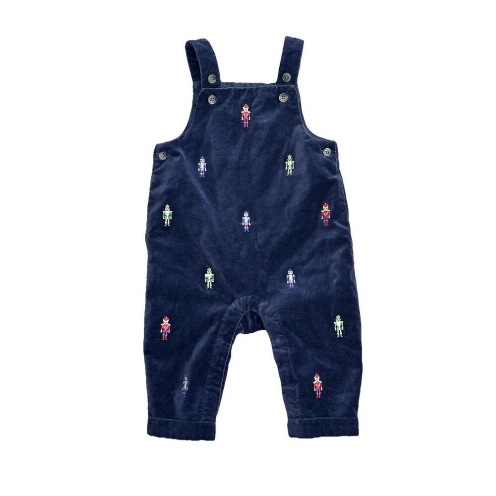 Janie & Jack Velvet Dog Nutcracker Baby 3 to 6 mos One Piece Overalls Navy Blue